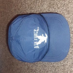 Vtg Somners Air Force Printed Logo Leather Strapback Cap Hat w/Rope